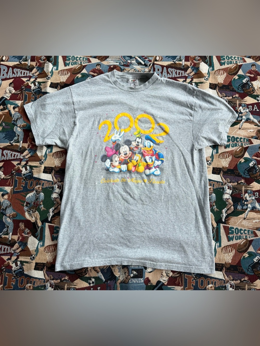 Vintage 2002 Men’s Disney World Gray Characters Graphic T-shirt